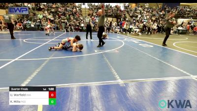 85 lbs Quarterfinal - Uriah Warfield, Oklahoma Wrestling Academy vs Kameron Mills, Piedmont