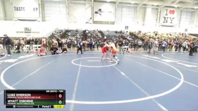 120 lbs Quarterfinal - Luke Emerson, Penfield Youth Wrestling Club vs Wyatt Osborne, Pioneer Youth Wrestling