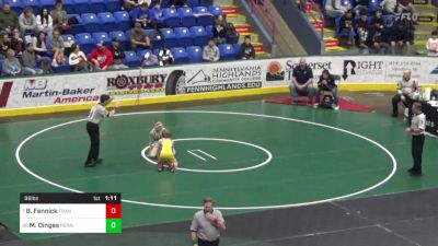 96 lbs Semifinal - Beau Fennick, Franklin Regional vs Max Dinges, Penns Valley