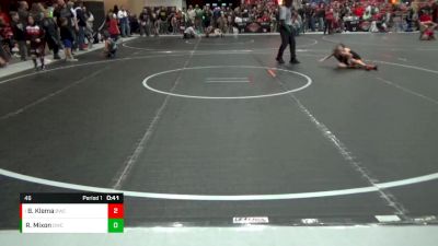 46 lbs Quarterfinal - Bowe Klema, Beloit Wrestling Club vs Raylan Mixon, Derby Wrestling Club