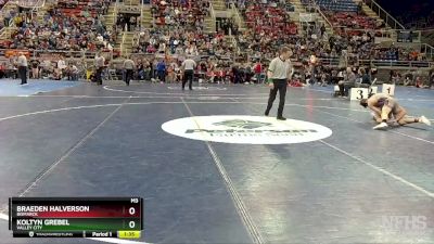 133 lbs Semifinal - Koltyn Grebel, Valley City vs Braeden Halverson, Bismarck