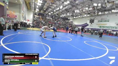 132 Boys 5th Place Match - Jonathan Moedano, Mission Hills vs Gavin Mitchell, Madison