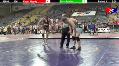 106 lbs quarterfinal Nkosi Moody IL vs. Zach Fowler IA