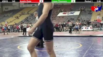 145 lbs quarterfinal Logan Thomsen IA vs. Austin Eads MO