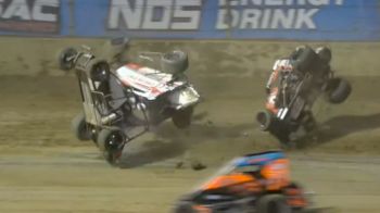 Wild Triple Midget Flip At Lawrenceburg Speedway