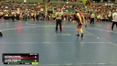 130 lbs Quarterfinal - Victoria Powers, Nebraska Wrestling Academy vs Cambri Kreibaum, Sioux Central Rebels