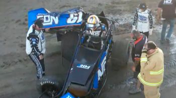 Chris Windom Climbs Out After Hard Frontstretch Crash