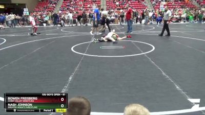 61 lbs Quarterfinal - Nash Johnson, Greater Heights Wrestling vs Bowen Freisberg, Caney Valley Wrestling