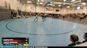 220 lbs Round 1 (10 Team) - Jamison Bade, Laramie vs Andrew Herrmann, Fossil Ridge
