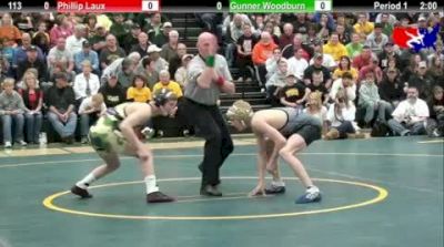 113 lbs dual Phillip Laux Iowa vs. Gunner Woodburn USA