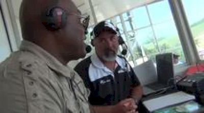 Johnny Gray UCLA coach and American 800m record holder in the booth at 2012 Mt. Sac Relays