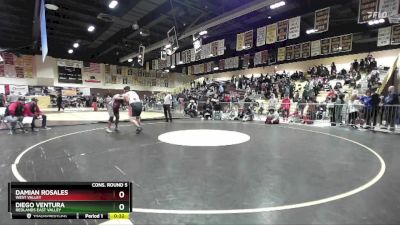 285 lbs Cons. Round 5 - Diego Ventura, Redlands East Valley vs Damian Rosales, West Valley