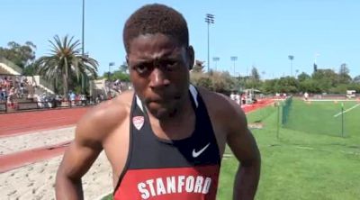 Amaechi Morton after 400 win (46.12) at the 2012 Payton Jordan Invite