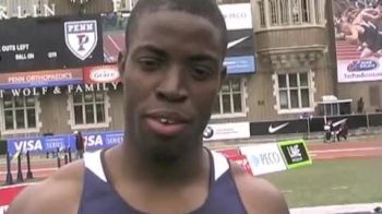 Andrew Riley after winning College Men's 110m Hurdles