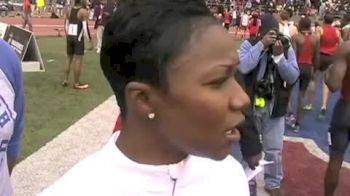 Carmelita Jeter after winning the USA vs the World Women's 4x100