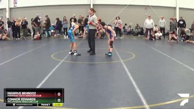 77 lbs Cons. Round 1 - Connor Edwards, Williamsburg Wrestling Club vs Maximus Behrooz, Powhatan Youth Wrestling Club