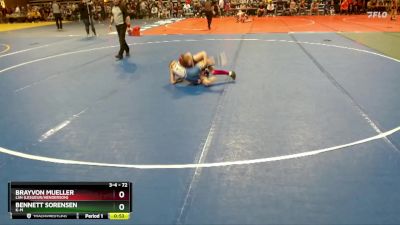 72 lbs Semifinal - Brayvon Mueller, LSH (LeSueur/Henderson) vs Bennett Sorensen, K-M