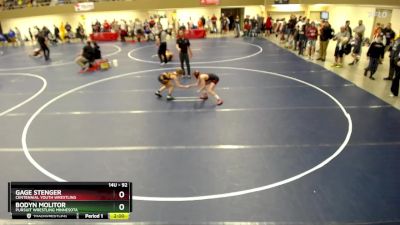 92 lbs Cons. Round 1 - Gage Stenger, Centennial Youth Wrestling vs Bodyn Molitor, Pursuit Wrestling Minnesota