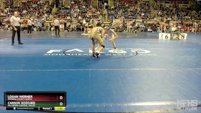 127 lbs Quarterfinal - Carson Kozojed, Hillsboro-Central Valley vs Logan Werner, Pembina County North