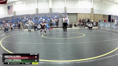 49 lbs Quarterfinal - Weston Olvera, Threestyle Wrestling Of Oklahoma vs Jayden Crisman, All-Phase Wrestling Club