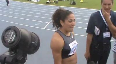 Priscilla Lopes-Schliep jubilant after setting 100h record 2012 Donovan Bailey Invitational