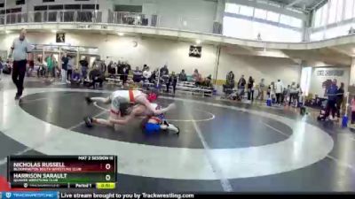 83 lbs Cons. Round 5 - Harrison Sarault, Quaker Wrestling Club vs Nicholas Russell, Bloomington South Wrestling Club