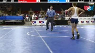 106 lbs round-2 Sage Coy Indiana vs. Brad Osatiuk Minnesota