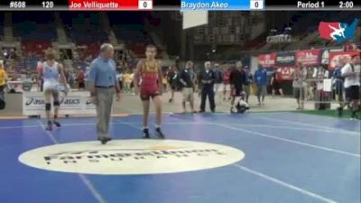 120 lbs round-2 Joe Velliquette Missouri vs. Braydon Akeo Hawaii