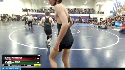 113 lbs Quarterfinal - Zach MacDonald, Lake City vs Owen Zahnow, Timberlake