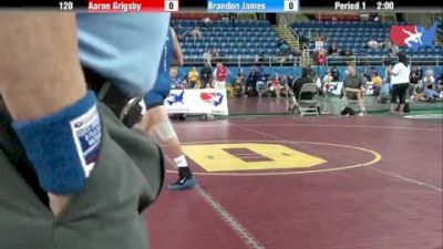 120 lbs round-4 Aaron Grigsby Arkansas vs. Brandon James Indiana