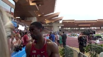 Tyson Gay runs 3rd leg on winning USA 4x1 at 2012 Herculis Monaco