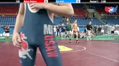 120 lbs rr2 Dylan Peters Iowa vs. Zac Hall Michigan