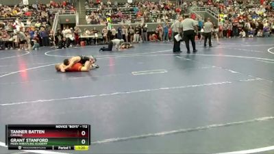 112 lbs Cons. Round 5 - Grant Stanford, Moen Wrestling Academy vs Tanner Batten, Carlisle