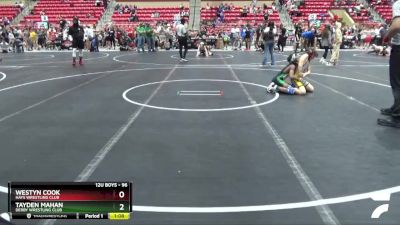 96 lbs Cons. Round 4 - Westyn Cook, Hays Wrestling Club vs Tayden Mahan, Derby Wrestling Club