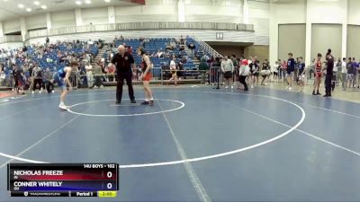 102 lbs Champ. Round 1 - Nicholas Freeze, IN vs Conner Whitely, OH