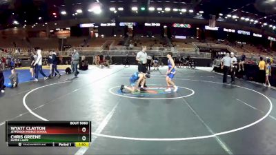 102 lbs Quarterfinal - Wyatt Clayton, Jefferson Middle School vs Chris Greene, Mater Lakes