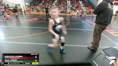 56-59 lbs Quarterfinal - Isaac Haddix, Thermopolis Wrestling Club vs Augustus Loyning, Powell Wrestling Club