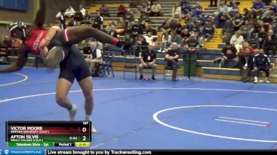 197 lbs Champ. Round 1 - Victor Moore, Simpson University (Calif.) vs Afton Silvis, Menlo College (Calif.)