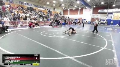 132 lbs Quarterfinal - Nikita Sipachev, Laguna Hills vs Loscar Riestra, Corona Del Mar