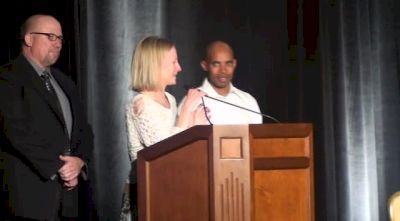 Deena Kastor accepts introduction into FL hall of fame at 2012 Foot Locker Championships