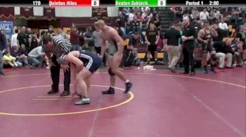 170 lbs quarter-finals Keaton Subjeck vs. Quinton Hiles