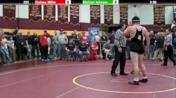 285 lbs quarter-finals Stefano Millin vs. Michael Johnson Wyoming Seminary