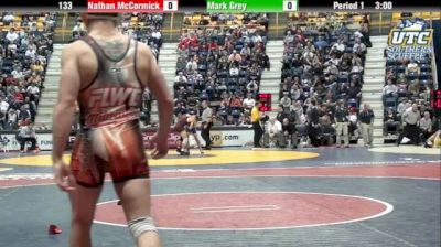 133 lbs quarterfinal Mark Grey Unattached vs. Nathan McCormick Missouri