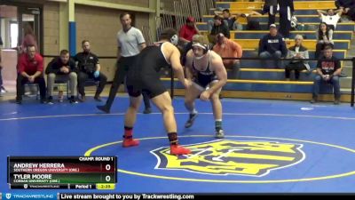 197 lbs Champ. Round 1 - Tyler Moore, Corban University (Ore.) vs Andrew Herrera, Southern Oregon University (Ore.)