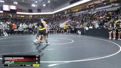 285 lbs Finals (1st & 3rd) - Cooper Martinson, Southeast Polk vs Aiden Lee, Bettendorf