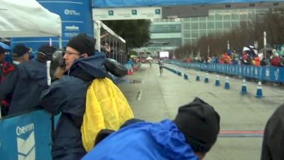 Luke Puskedra at the finish of the 2013 Houston Half-Marathon