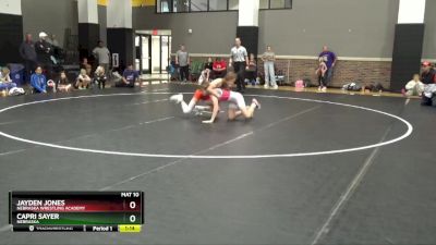 100 lbs Round 1 - Jayden Jones, Nebraska Wrestling Academy vs Capri Sayer, Nebraska