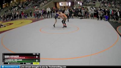 92 lbs Quarterfinal - Eden Axmaker, Molalla JuJu Warrior Mat Club vs Cameron Ireland, Banks Mat Club, Inc