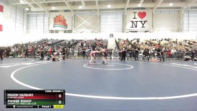 80 lbs Cons. Round 3 - Phoebe Bishop, Crown City Wrestling Club vs Mason Vazquez, Club Not Listed