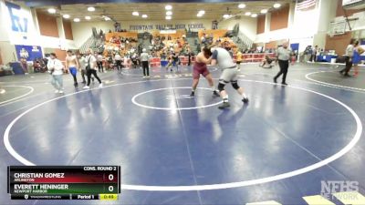 285 lbs Cons. Round 2 - Christian Gomez, Arlington vs Everett Heninger, Newport Harbor